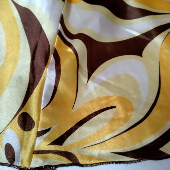 Vintage Y2K Antilia Femme Shirt Medium Sleeveless Yellow Brown Satin Bling Ties - Picture 15 of 16